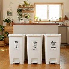 (한글+영문) 분리수거 스티커 투명 대형 한글 영문 분리수거함 라벨 세트, 일반x종이x캔x플라x비닐(5종)