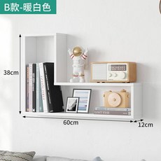 L型牆上置物架 書架 牆面裝飾掛牆收納架 暖白色 60x12x38公分, 【特價款】L型白色60*12*38