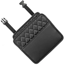 자동차 뒷좌석 보관 가방 쓰레기통 범용 가죽 방수 걸이인테리어 액세서리, 01 Black