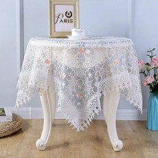 원형 방진 커버 레이스 테이블보 침대 협탁 거실 인테리어, 40x40cm 소형 가구용, 난초/화이트