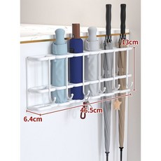 桃園快速 家用門口壁掛式雨傘架 免釘置物架 門後雨傘收納架 傘架收納掛鉤, 白色六格+六掛鉤, 1個