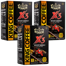 KING COFFEE 3IN1 인스턴트 커피 카페인 3배 강한 에너지 스틱커피, 3개, 12개입, 27g