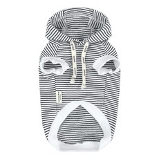 Grooming Dog 寵物條紋無袖連帽T恤, 黑色