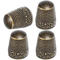 제션 4개 재봉 골무 손 손가락 보호대용 조절 가능한 금속 뜨개질용 퀼팅 공예 액세서리 DIY 도구 브론즈(2가지 크기 S/M), Bronze