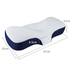 睡眠魔法師 記憶枕 多維度記憶枕 蝶型記憶枕 4D記憶枕 人體工學 頸椎支撐 記憶棉枕頭 睡眠枕 失眠枕 止鼾枕 助眠枕, 1個, 天絲多維度記憶枕-藏青