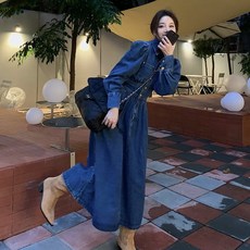 가을 원피스 간절기 앞트임 A라인 플레어 여성용, 사진 색상