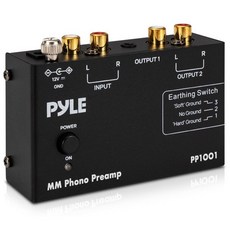 Pyle 파일 턴테이블용 포노 프리앰프 RIAA EQ RCA 3.5mm 출력 단자를 갖춘 하이파이 컴팩트 스테레오 더욱 향상된 바이닐 사운드 저소음 MM 마그네틱 카트리지 호환