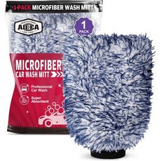 AIDEA 세차 미트 마이크로파이버 2PK 스크래치 프리 보풀 없음 휠 클리너 엑스트라 플러시 프리미엄 브러시 레귤러 사이즈 7.12 X10.14, Dark Blue