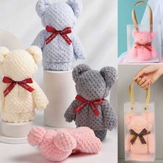 210824_답례품 기념품 곰돌이모양 베어 타월 미니수건 불투명 쇼핑백 포장 (대자), 1개, 대자아이보리