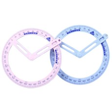 수학수업 외각내각 측정용 360도 각도조절 눈금각도기 학용품 제도자 수학교구 모양자, 5개, 랜덤색상