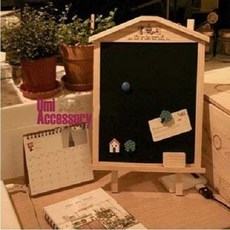 叮噹 桌面小黑板 磁力雙面黑板, 韓迷你可愛創意木屋可立可掛畫板小黑板留言