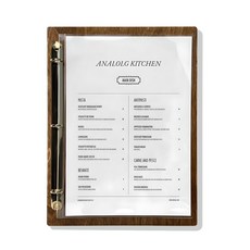 Clipboard Project 活頁夾木質菜單板 純金色 + 2張PET內頁, 1套