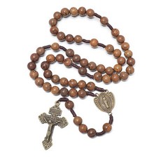 KOMI 10MM 묵주 비즈 목걸이 남성용 여성용 핸드메이드 원목 로사리오 카톨리코 성모 마리아 가톨릭 기독교 선물 220688