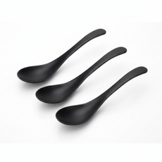 조은친구 우동스푼 19.8cm 멜라민/ 무광 /라멘수저/일식집, 3개, 1p, 블랙