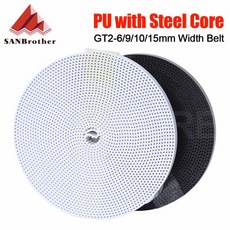 스틸 코어가있는 GT2 벨트 PU GT2 벨트 2GT 타이밍 폭 6mm 10mm 9/15mm 3D 프린터 부품 용 마모 방지 강화 오픈, [00] (GT2-6)-2Meters, [00] Black