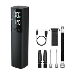 자전거정비전기 볼 펌프 스마트 디지털 LCD 디스플레이 팽창기 18PSI 휴대용 축구 농구용 LED 손전등 포함, 01 Black, 1개