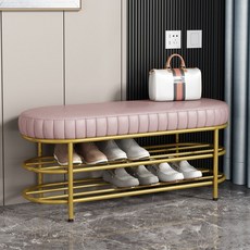 북유럽 플리스 벨벳 메탈 현관벤치 신발장, AB. 핑크 쿠션 100cm, 고양이 핑크 쿠션 100cm, 1단