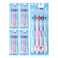 릴팡 산리오 더블 논슬립 컬러 칫솔 4pcs 주니어용 4~13세, 5개, 4개입