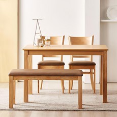 동서가구 캐빈 고무나무 원목 식탁 4인용 방문설치, 내추럴