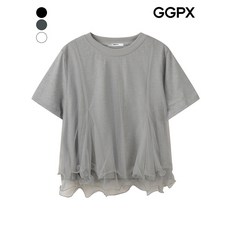 GGPX 러블리 쉬폰 배색 티셔츠 (GQ6TS001F)