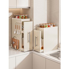 주방수납장 스테인리스 주방 조미료 캐비닛 코너 랙 2단 수납장 정리대 선반 주방용품, L_그레이 삼중 12CM 자석 거치대