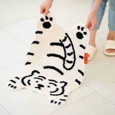 호랑이 러그 펀치니들 도안 재료 미포함 스킬자수 스킬, 50x80cm, 투명화이트호랑이C-A765C9, 1개