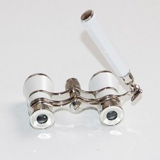 오페라글라스 뮤지컬 망원경 휴대용 복고풍 콘서트 확대경, 실버 엣지+화이트+핸들