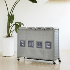 집생활연구소 프리미엄 재활용 분리수거함 4단, 그레이, 1세트