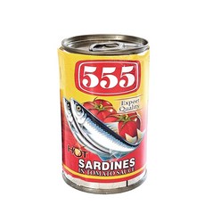 555 Sardines in Tomato Sauce Hot 사딘스 토마토 핫 매운맛, 155g, 1개