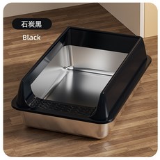 不鏽鋼開放式大空間高圍欄防外濺貓砂盆, 1個, 60*40*20cm不鏽鋼貓砂盆