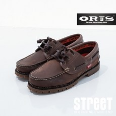 ORIS 男款頂級真皮梅花鋸齒大底雷根式帆船鞋 - 咖啡色