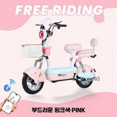 전동스쿠터 여성 레트로 전기자전거 출퇴근 배터리, 32Ah 핑크 500W 블루투스 60마일, 강철
