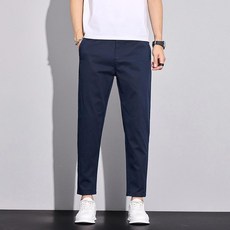 夏季休閒彈力修身直筒九分西褲 男款