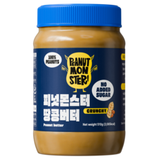 [압도적 고소함] 피넛몬스터 무첨가 무가당 100% 땅콩버터 크런치, 1개, 510g