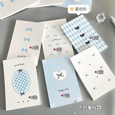 藍色蝴蝶結A7便籤本, 1個, 韓系藍色系蝴蝶結【A款】, 韓系藍色系蝴蝶結【A款】