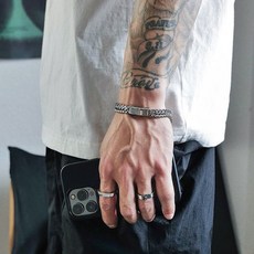 鈦鋼手鏈 男生手鍊 純鋼現貨 異鏈層次雙層疊戴 多層次男朋友禮物