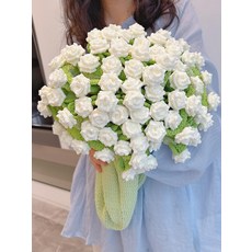 수제 장미 꽃다발 담요 만들기 뜨개질 DIY 키트 무릎담요 홈 데코 창의력 선물