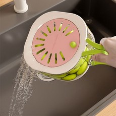 HAM 과일 탈수 바구니 야채 탈수기, 핑크, 1개