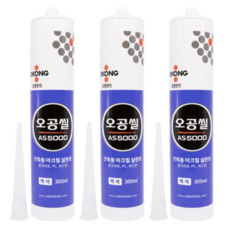 오공 오공씰 건축용 아크릴 실란트 백색 AS5000 300ml, 3개