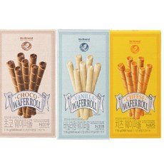 노브랜드 웨이퍼롤 3가지맛 대용량 사무실간식 벌크업과자, 6개, 115g