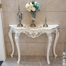 유럽풍 콘솔 테이블 진열장 인테리어 장식장 왕실 고전, AC. 1.3 미터 길이 아이보리 흰색 전기 도금 실버