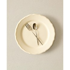 자라홈 엠보싱 보더 어슨웨어 앞접시 42219202712 - 328810, 21.5 x 3 x 21.5 cm, 에크루