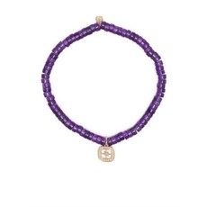 시드니에반 스타버스트 14K 옐로 골드 자수정 비즈 브레이슬릿