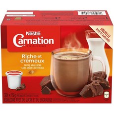 네슬레 카네이션 리치 앤 크리미 핫 초콜릿 큐리그 호환 K컵 캡슐 포드 30 x 15g 30컵 {캐나다산}, Carnation 네슬레 카네이션 리치 앤 크리미 핫