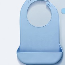 矽膠防水圍兜 立體口水兜 照護幫手, 1個, 淡藍, 淡藍, 1個裝