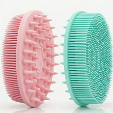 플로우샵 샴푸&샤워 올인원 실리콘 브러쉬, 2개, 1개입, 핑크+그린