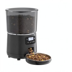 智慧寵物自動餵食器 4L大容量, PFF040圓形黑色按鍵款, 1個, 4L