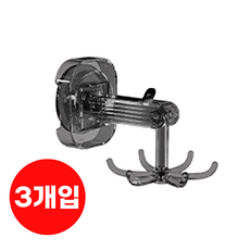 휘른 흡착식 주방도구걸이 다용도 회전걸이 후크 다용도걸이 주방걸이, 블랙, 3개입