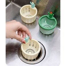 仙人掌水槽過濾籃 防堵防臭 防蟲過濾網 洗碗槽過濾網 廚房水池下水道垃圾隔渣網, 1個, 活力黃-過濾籃
