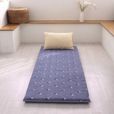 인터카마 멀티싱글 1인 가로70cm 두꺼운 양면 매트 3단접이식 바닥요 까는이불 12color, (70x195), 버드 블루